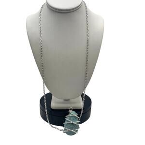 Robert Lee Morris RLM SOHO faux Turquoise Silvertone wrap chunk
Pendant Necklace